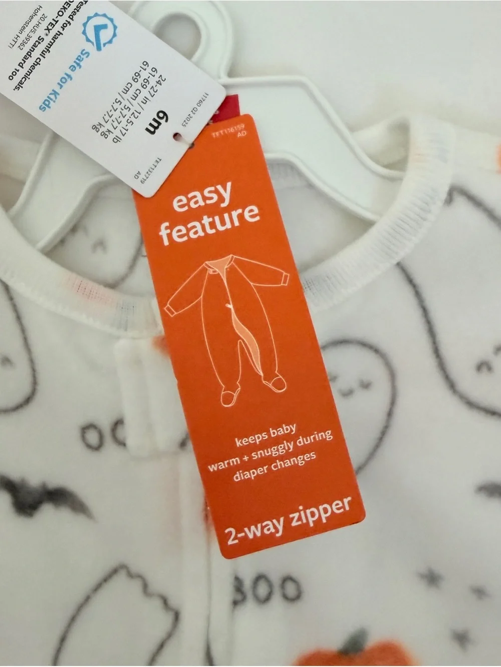 Carter's NWT Halloween Fleece Footed Sleeper 6M Ghost Pumpkin Pajamas